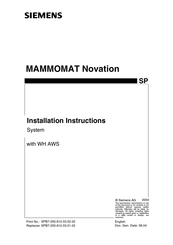 Siemens MAMMOMAT Novation SP Installation Instructions Manual