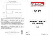 Gemini 931T Installation And Use Manual