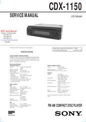 Sony CDX-1150 - Compact Disc Player Service Manual