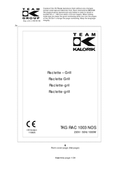 Team Kalorik TKG RAC 1003 NOS Operating Instructions Manual