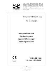 Team Kalorik Kitchen Originals TKG BGR 1000 Operating Instructions Manual