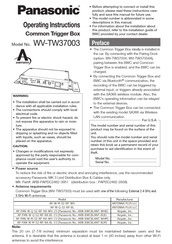 Panasonic Arbitrator WV-TW37003 Operating Instructions