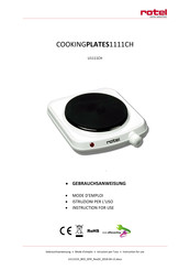 Rotel COOKINGPLATES1111CH Instructions For Use Manual