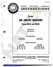 Westinghouse De-ion DB-25 Instructions Manual