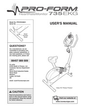 Pro-Form 735 Ekg Bike User Manual
