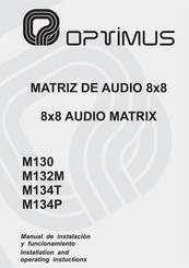 Optimus M134T Installation And Operating Instructions Manual