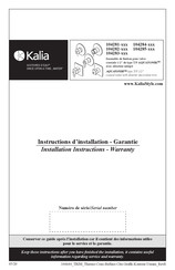 Kalia 104281 Series Installation Instructions Manual