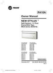 Trane NEW STYLUS MCXA 12 G1E Owner's Manual