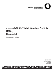 Lucent Technologies LambdaUnite MSS Installation Manual