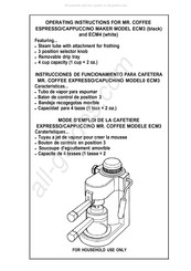 Mr. Coffee ECM3 Operating Instructions Manual