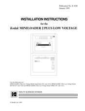 Kodak HEALTH SCIENCES MINILOADER 2 Plus Low Voltage 480RA Installation Instructions Manual