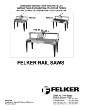 Felker 193020 Operating Instructions And Parts List Manual