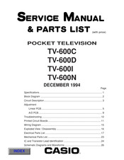 Casio TV-600N Operation, Service Manual & Parts List