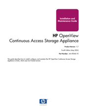 HP Open View Installation And Maintenance Manual