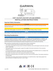 Garmin VHF 215 Series Installation Instructions Manual