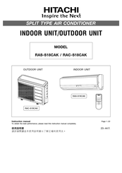 Hitachi RAC-S18CAK Instruction Manual