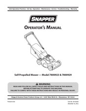 Snapper 7800923 Operator's Manual