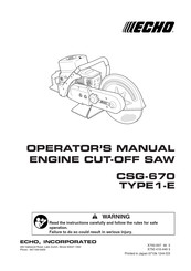 Echo TYPE1-E CSG-670 Operator's Manual