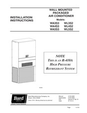 Bard WA3S3 Installation Instructions Manual