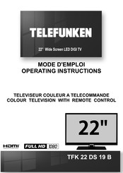 Telefunken TFK 22 DS 19 B Operating Instructions Manual