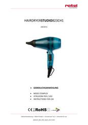 Rotel HAIRDRYERSTUDIO823CH1 Instructions For Use Manual