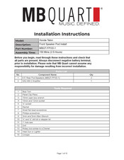 Mb Quart MBQT-FPOD-1 Installation Instructions Manual