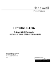 Honeywell HPF602ULADA Installation & Operation Manual