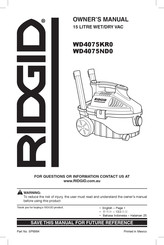 RIDGID WD4075ND0 Owner's Manual