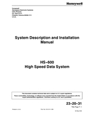 Honeywell HS-600 Description And Installation Manual