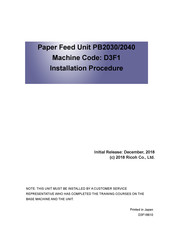 Ricoh PB2040 Installation Procedure