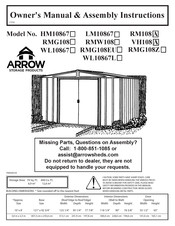 Arrow Storage Products RMG108 Owner's Manual & Assembly Instructions