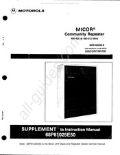 Motorola MICOR 68Р81025E50 Supplement To Instruction Manual
