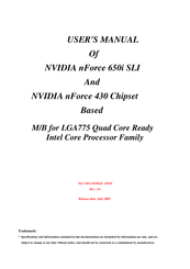 Nvidia nForce 650i Ultra SLI User Manual