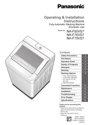 Panasonic NA-F70VS7 Operating & Installation Instructions Manual