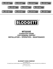 Blodgett MT3255E Installation Operation & Maintenance