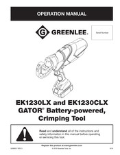 Greenlee GATOR EK1230CLX Operation Manual