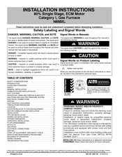 International Comfort Products N8MXL Installation Instructions Manual