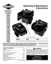 Briggs & Stratton 12J700 Operating & Maintenance Instructions