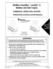 Pentair PowerMax 525 Operation & Installation Manual
