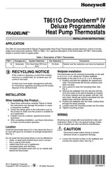 Honeywell Tradeline T8611G Installation Instructions Manual