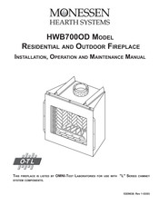 Monessen Hearth HWB700OD Installation, Operation And Maintenance Manual