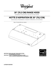 Whirlpool W10320576B Installation Instructions And Use & Care Manual