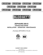 Blodgett ZEPHAIRE-200-G Installation Operation & Maintenance