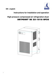 Beko DRYPOINT RS 320-620 HP50 Instructions For Installation And Operation Manual