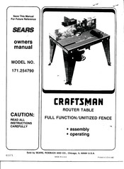Sears CRAFTSMAN 171.254790 Owner's Manual