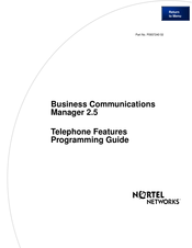 Nortel Business Communications Manager 2.5 Programming Manual