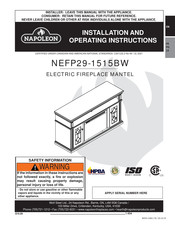 Napoleon NEFP29-1515BW Istallation And Operating Instructions