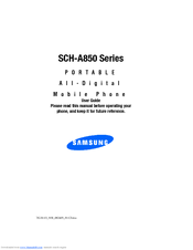 Samsung A850 - SCH Cell Phone User Manual