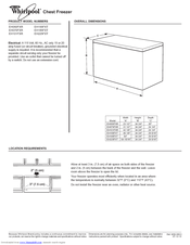 Whirlpool EH101FXR Product Dimensions