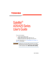 Toshiba A20-S259 - Satellite - Pentium 4 2.66 GHz User Manual